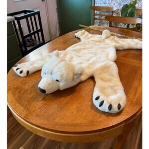 RARE Vintage Deadstock NWT XL Jaag Plush Polar Bear Rug Pillow Faux Fur